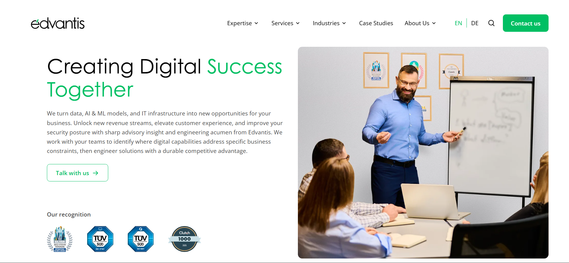 Edvantis website screenshot